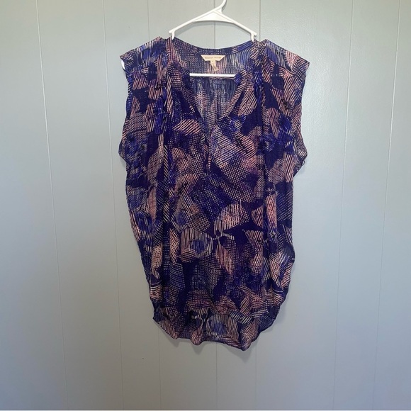 Rebecca Taylor Silk Cap Sleeve Sleevless Pink Purple Blouse Size 8 - Picture 1 of 7